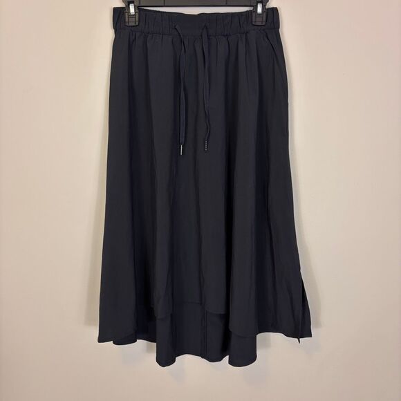 Lululemon Black On The Fly Pull On Athletic Midi Skirt Size 6 - Picture 1 of 9